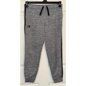 Under Armour Youth Grey With Black Coldgear Sweatpants Joggers Size Large
